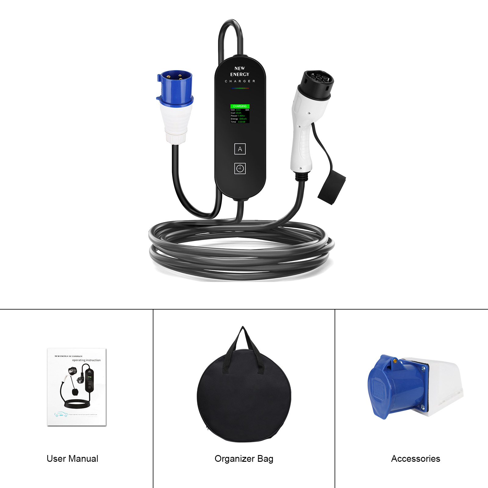 Przenośna stacja ładowania poj – Portable Ev Charger 32A Type 2 Cee Plug recenzja i cena