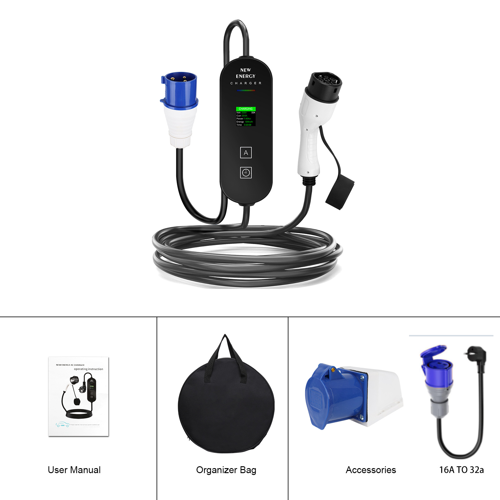 Przenośna stacja ładowania poj – Portable Ev Charger 32A Type 2 Cee Plug recenzja i cena