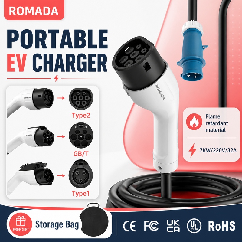 7KW ROMADA Przenośna ładowarka – Portable Ev Charger 32A Type 2 Cee Plug recenzja i cena